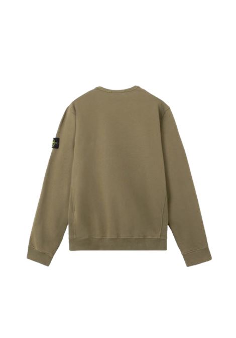 brushed organic cotton fleece sweatshirt man military green STONE ISLAND | K2S15 6100028 S0A20V0054